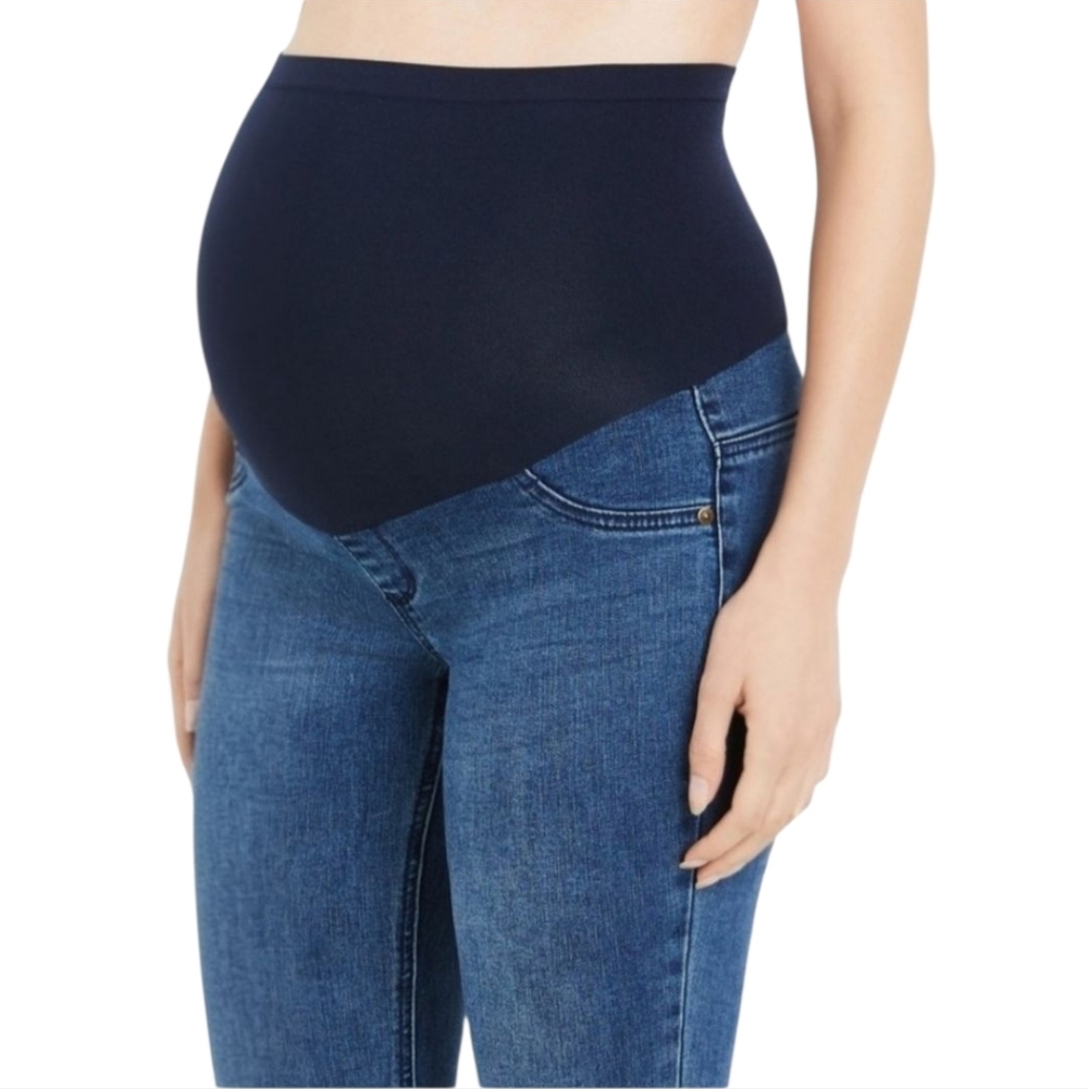 Indigo Blue Over the Belly Skinny Maternity Support Jeans Dark Wash Medium